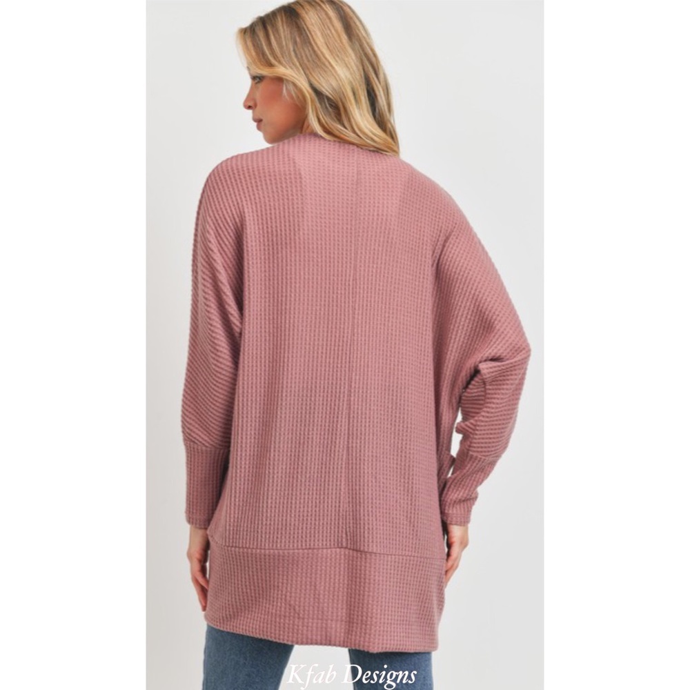 ❤️ LAST 2! Mauve Super Soft Brushed Thermal Relaxed Fit Pocket Cardigan! - Picture 6 of 7